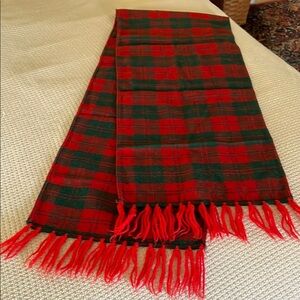 Vintage Plaid Scarf with Fringe
